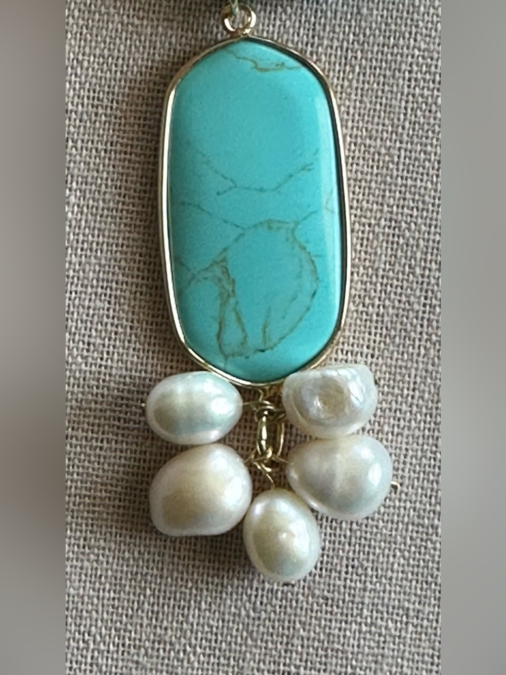 24 inch Turquoise and Pearl bead necklace NWOT - Picture 5 of 13